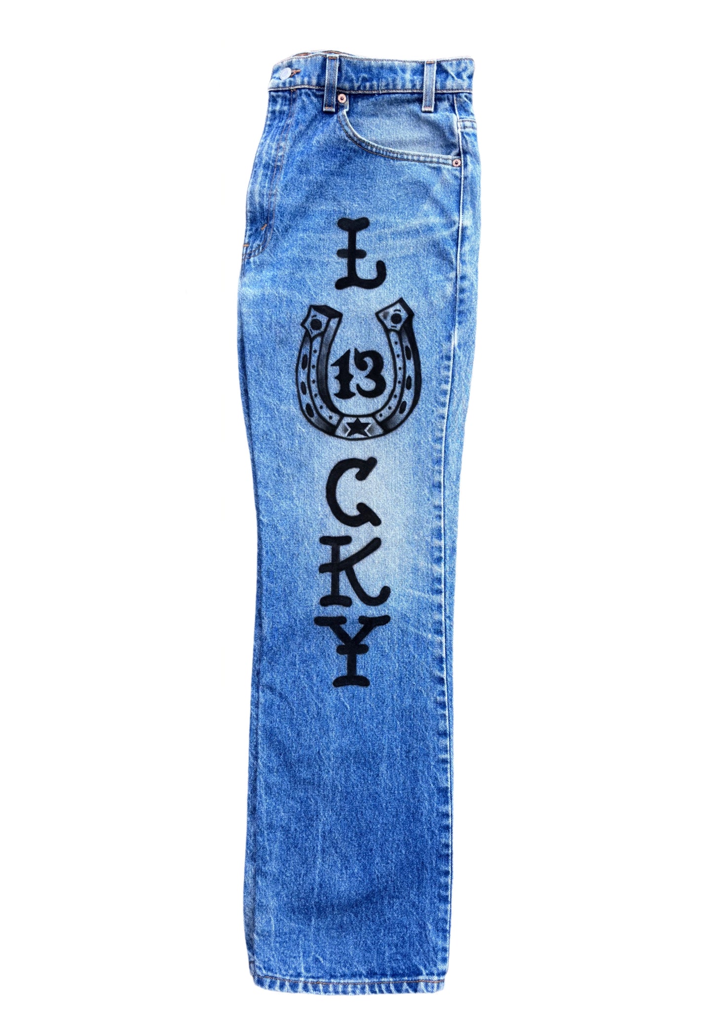 “Lucky Horseshoe” Airbrush Jeans