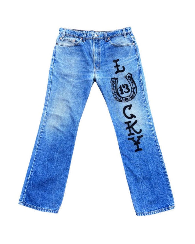 “Lucky Horseshoe” Airbrush Jeans