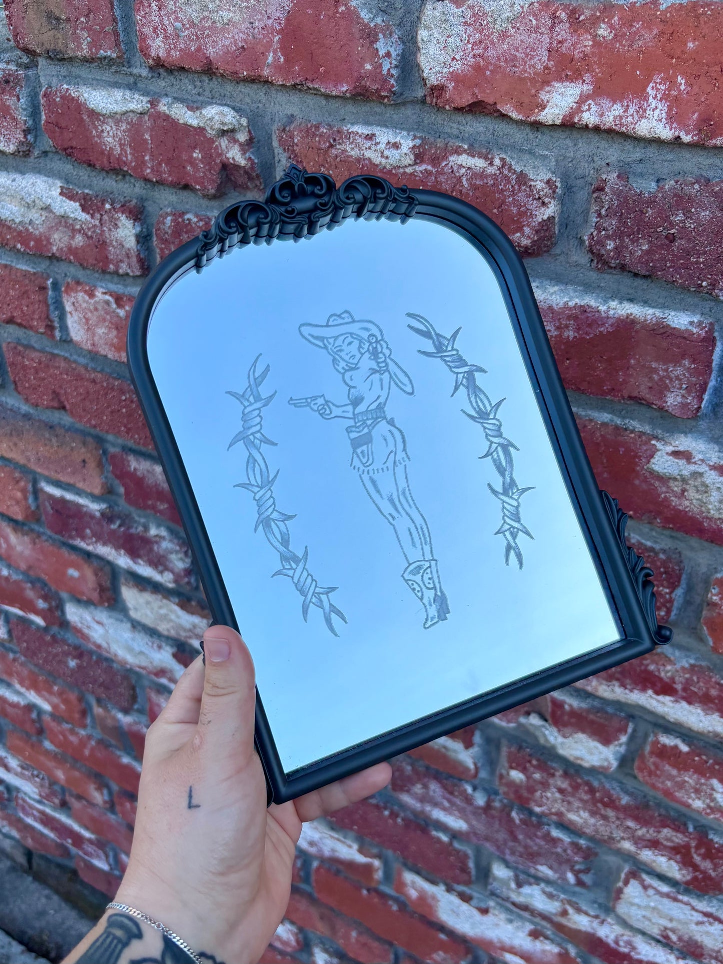 Western Engraved Mirror