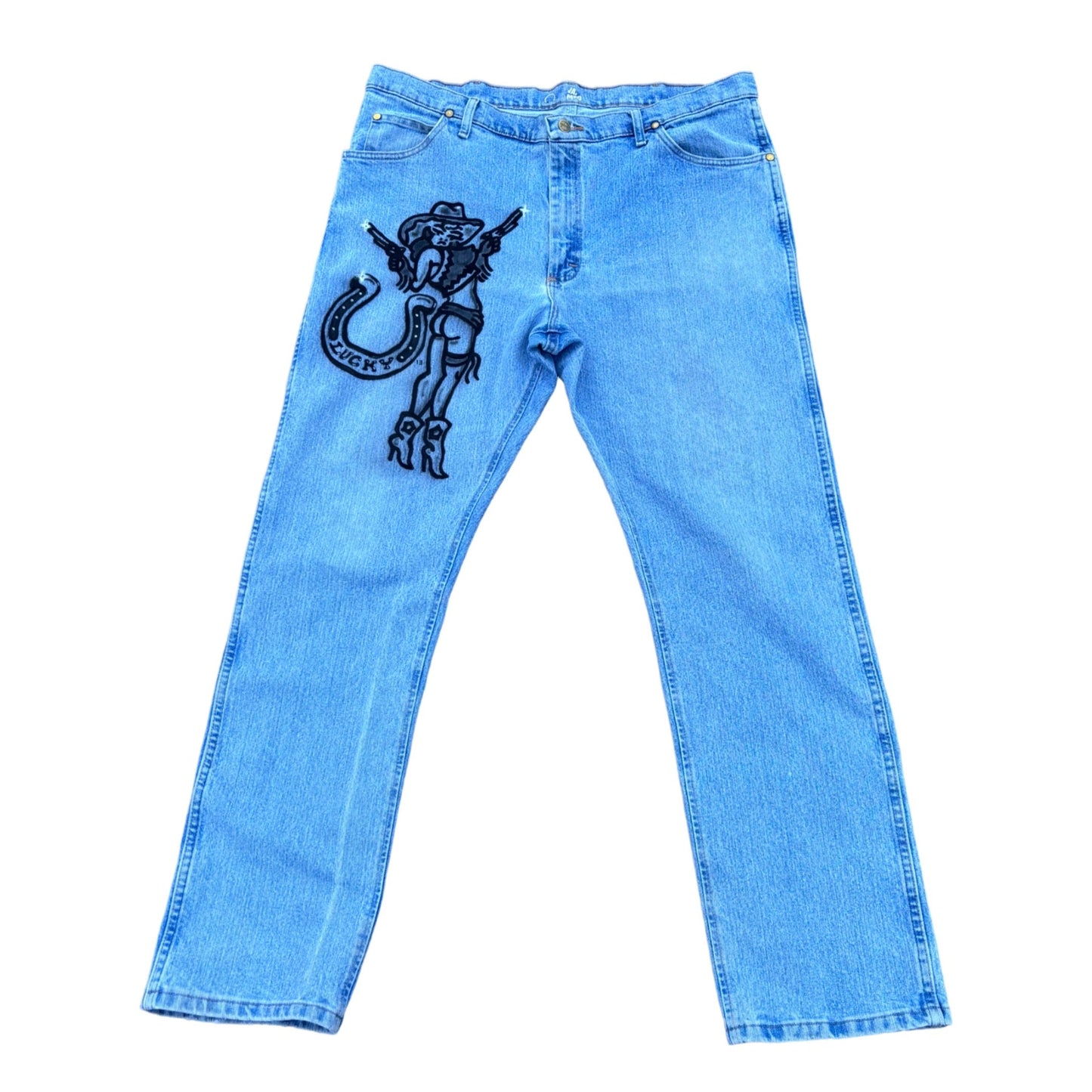 "Lucky Cowgirl" Airbrush Jeans